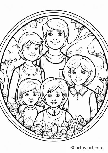 Family Gratitude Circle Coloring Page
